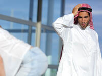 "Ir7ameena!"

Translation: Have mercy on us. 

When beauty is just too much for the mortal man.