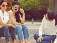 The Lebanese diva and her sisters sported casual looks with denim tight pants