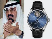 الملك عبدالله بن عبدالعزيز -رحمه الله-  كان يرتدي ساعة IWC Portuguese Tourbillon Mystere بلغ سعرها 106,680 دولار.