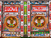 Detailed decorations on Pakistani truck  (Shutterstock)	