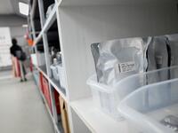This picture shows food on a shelf at "Mars Base 1", a C-Space Project, in the Gobi desert, some 40 kilometres from Jinchang in China's northwest Gansu province on April 17, 2019. WANG ZHAO / AFP