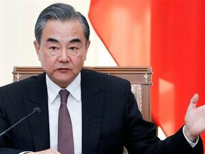 Chinese Foreign Minister Wang Yi attends a press conference in Sochi, Russia, on May 13, 2019. 