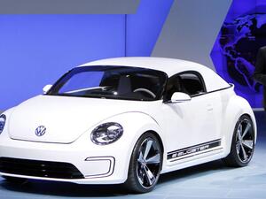 Dr. Ulrich Hackenberg, board member in charge of development of Volkswagen Group, introduces the new VW Beetle at the 2012 North American International Auto Show at the Cobo Center in Detroit, January 9, 2012.