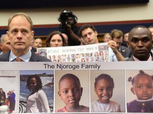  Michael Stumo, father of Flight ET302 victim Samya Stumo, and Paul Njoroge, representing the families of Ethiopian Airlines Flight 302, testify before a hearing in Washington, DC, US on July 17, 2019.