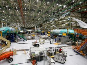  Several Boeing 777X aircraft are seen in various stages of production during a media tour of the Boeing 777X at the Boeing production facility in Everett, Washington, US, on February 27, 2019.