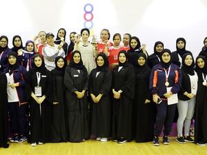 Medal winners and officials during the past edition of the Sharjah Women's Sports Cup pose for a photo during the awards ceremony. - Supplied photo