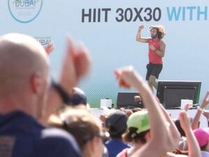 The aim was to break his 2017 world record of 3,804 participants and to support the ongoing Dubai Fitness Challenge. (Photo: Rahul Gajjar/KT)