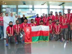  Triumpahnt Oman Cricket Team arrives to a warm welcome at Muscat International Airport on Friday after qualifying for ICC T20 World Cup