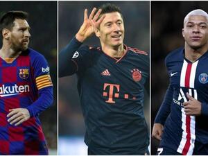 مبابي وليفاندوفسكي وميسي