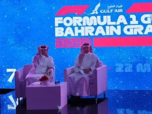 Shaikh Salman and Captain Al Alawi at the press conference