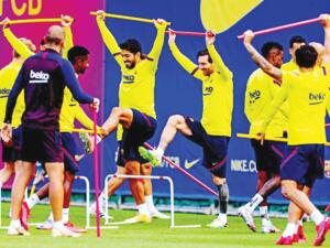 جانب من تدريبات برشلونة