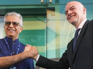 Fifa president Gianni Infantino (right) with AFC president Sheikh Salman bin Ebrahim Al Khalifa. - Agencies file