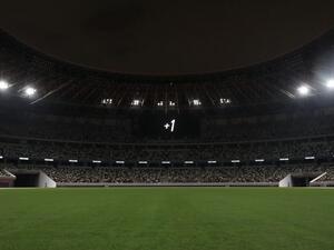 The Olympic rings are seen at Odaiba Marine Park in Tokyo, Japan. Photo: Keizo Mori/UPI