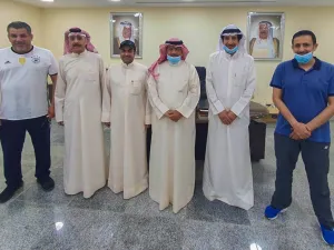 Group photo of the head of the association Sayar Al-Enezi, and members of the council (Photo: KUNA)