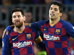 صورة أرشيفية لسواريز وميسي