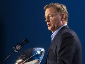 NFL commissioner Roger Goodell said the league has not determined the capacity allowed for Super Bowl LV and will not distribute the COVID-19 vaccine to players or personnel before the game. (Photo: Kevin Dietsch/UPI)