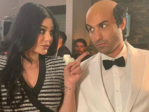 Ahmed Fahmy posted a picture from behind the scenes next to Haifa ahmadfahmy_official Instagram