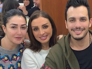 Ghada met with Angham and her husband Ahmed Ibrahim after the recording of "Hadootet Mara" series soundtrack