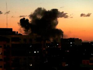 A picture taken on on October 27, 2018 shows smoke rising following an Israeli air strike in Gaza City. (AFP)