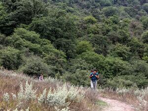 Iranian hikers walk along a trail in Alimestan Forest, part of the Hyrcanian forests recently added to the UNESCO World Heritage List, in Iran's northern Mazandaran province on July 7, 2019. (AFP/File Photo)
