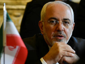 Iran Foreign Minister Mohammad Javad Zarif Khonsari talks with his Belgian counterpart in Brussels on January 11, 2018. (John Thys, AFP)