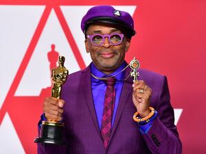 Best Adapted Screenplay winner for “BlacKkKlansman” Spike Lee poses in the press room. (AFP)