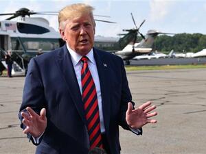 US President Donald Trump speaks to the press before boarding Air Force One in Morristown, New Jersey, on August 18, 2019.  (AFP photo)