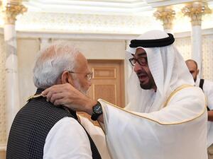 "You deserve it," Sheikh Mohammed told Modi at one point while posing for photos. (Twitter/ @narendramodi)
