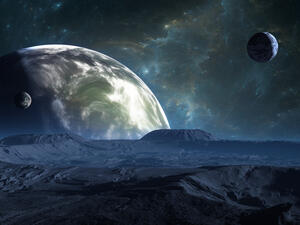 Exoplanet or Extrasolar planet with atmosphere and moon. (Shutterstock/ File Photo)