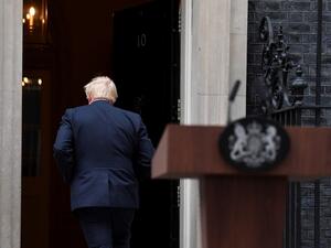 Britain's Prime Minister Boris Johnson walks back in to 10 Downing Street in central London on September 2, 2019, after delivering a statement outside. (AFP/ File Photo)