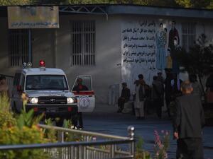 An ambulance is pictured outside Wazir Akbar Khan hospital as people wait after a massive explosion the night before in Kabul on September 3, 2019. (AFP/ File Photo)