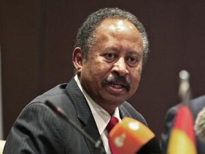 Sudan's interim Prime Minister Abdallah Hamdok, speaks during a joint press conference with German Foreign Minister Heiko Maas (not pictured) in the Sudanese capital Khartoum on September 3, 2019. Hamdok called for the United States to drop his country from its state sponsors of terrorism list, insisting it was crucial to economic revival (AFP)