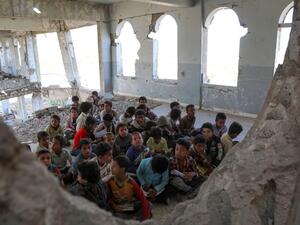 Damaged school in Yemen (AFP)