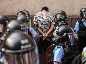 Police detain a man after fights broke out between pro-China supporters and anti-government protesters at Amoy Plaza in the Kowloon Bay district in Hong Kong on September 14, 2019. (AFP/ File Photo)
