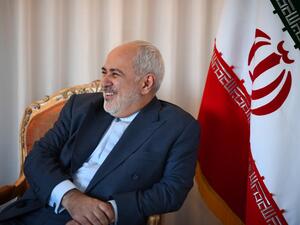 Mohammad Zarif, Foreign Minister of Iran smiles as he meets French Minister of Foreign Affairs Jean-Yves Le Drian (Not pictured) on September 22, 2019 in New York City. (Johannes EISELE / AFP)