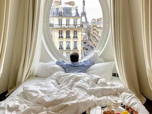 The Instagram star said he has always been passionate about sleep and his family and friends have often joke he can nap anywhere. Pictured, Le Metropolitan in Paris, March 2018. (Instagram/ @followthenap)