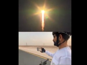 Sheikh Mohammed bin Rashid Al Maktoum, Vice President and Prime Minister of UAE and Ruler of Dubai, watched AlMansoori's spacecraft take off. (Twitter)