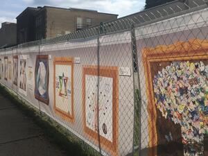 An art installation of works by children of all faiths worldwide is unveiled at the Tree of Life (Twitter)