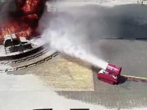 A new firefighting robot was tested by Abu Dhabi Police on Monday. (Twitter)