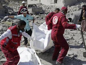 Airstrikes by the Saudi-led coalition fighting Houthi rebels in Yemen have killed more than 100 people held at a detention center (Twitter)