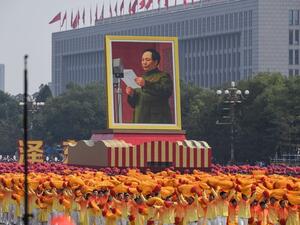 A giant portrait of former Chinese Communist Party leader Mao Zedong passes by Tiananmen Square during the National Day parade in Beijing on October 1, 2019, to mark the 70th anniversary of the founding of the People’s Republic of China. (Greg BAKER / AFP)