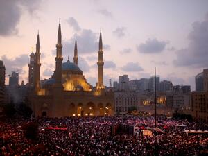 Lebanese demonstrators take part in a rally outside the Mohammad al-Amin mosque in the capital Beirut's downtown district on October 20, 2019. (AFP/ File Photo)