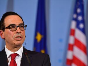 Secretary of the Treasury Steven Mnuchin addresses a press conference in Berlin on March 16, 2017. (JOHN MACDOUGALL/AFP/Getty Images)