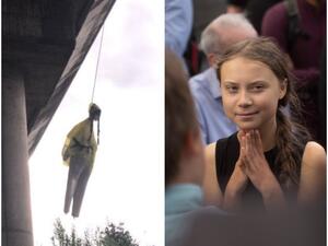 Mayor of Rome Virginia Raggi slammed the effigy, saying: 'Shameful the mannequin of @GretaThunberg found hanging from a bridge in our city. (Twitter/ AFP/ File Photo)