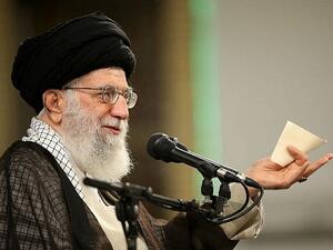 Ayatollah Ali Khamenei delivers a speech during Labor Day at a workers' meeting, April 30, 2018. (AFP Photo/Iranian Supreme Leader's Website /HO)