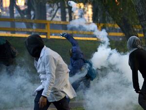 Demonstrators clash with riot police during a protest against the government of Colombian President Ivan Duque in Bogota on November 26, 2019. (AFP/ File Photo)