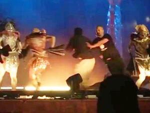 Social media video grab of the moment a man stabbed performers on a Riyadh stage. (Video Screenshot)
