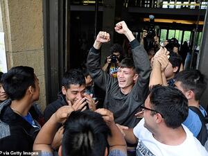 Ezequiel Villalonga (centre), 18, who accused Italian priest Nicola Corradi and two others of sexual abuse while at the Provolo Institute in Mendoza. (AFP/ File Photo)