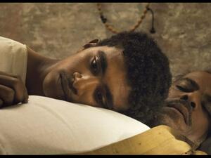 Muzamil (Shehata) and his father Alnour (Talal Afifi) in a scene from “You Will Die at 20.” (Photo courtesy of Ajyal)