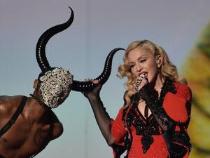 Madonna performs on stage during the 57th Annual Grammy Awards in Los Angeles. (AFP Photo/Robyn Beck)